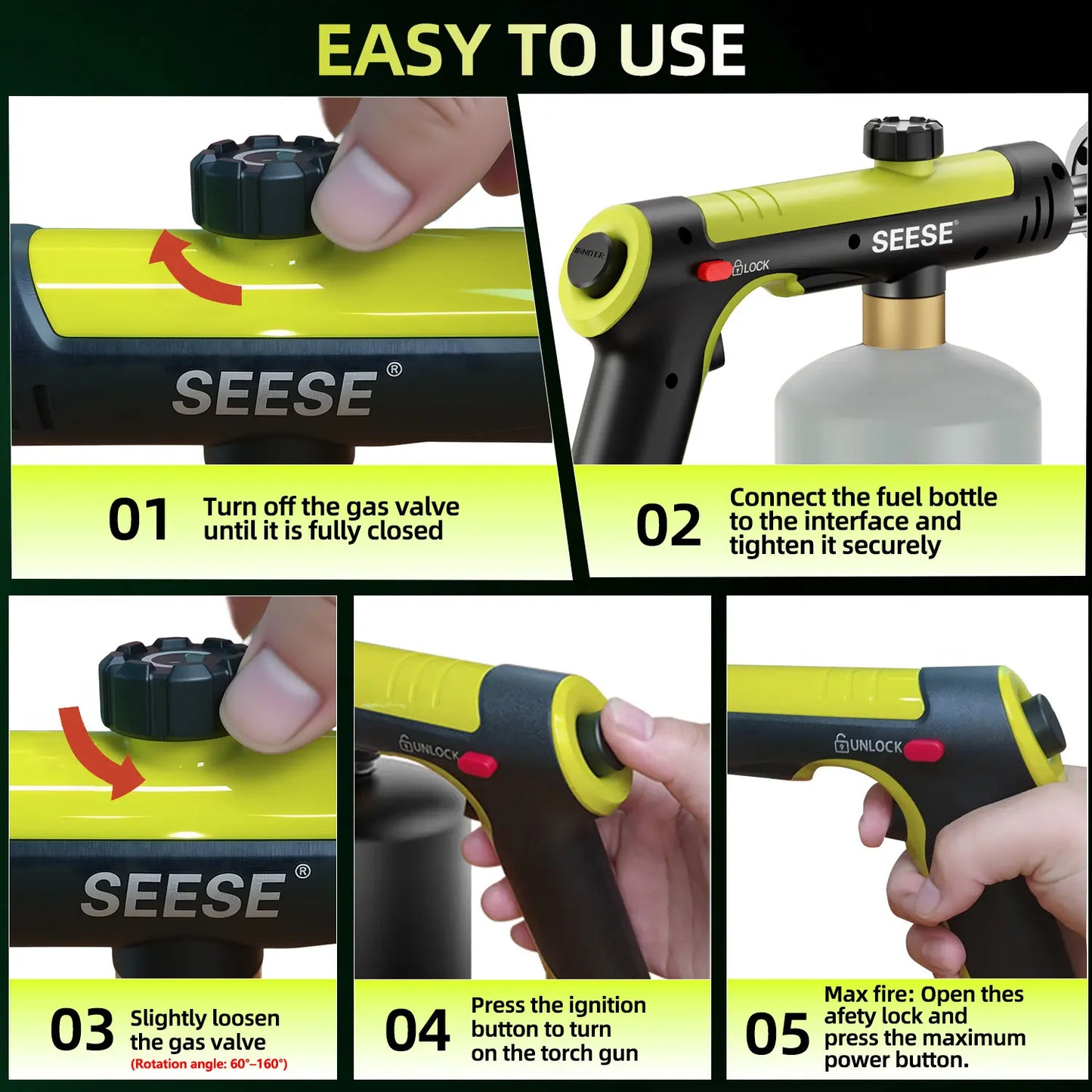 Ultra-Powerful High-Heat Torch Gun for Cooking, BBQ & Fire Starting