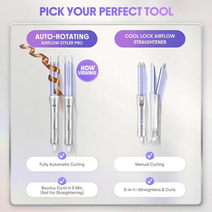 360° Airflow Styler Pro: Effortless Auto-Rotating Straightener & Curler for All-Day Hold