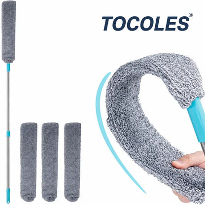 Ultra-Flat Bendable Microfiber Dust Wand For Deep Gap Cleaning