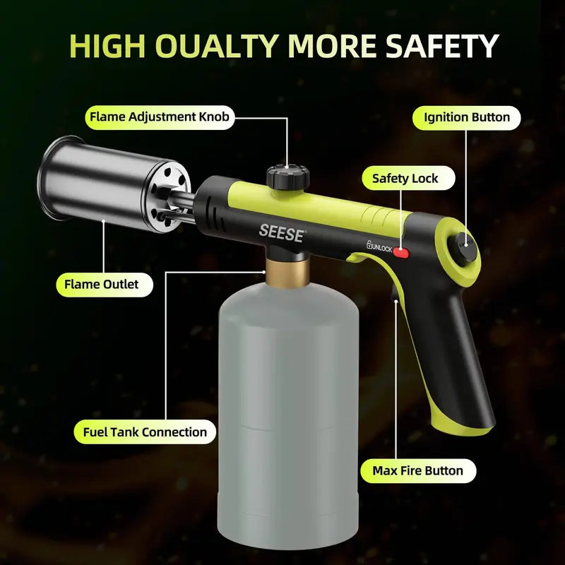 Ultra-Powerful High-Heat Torch Gun for Cooking, BBQ & Fire Starting